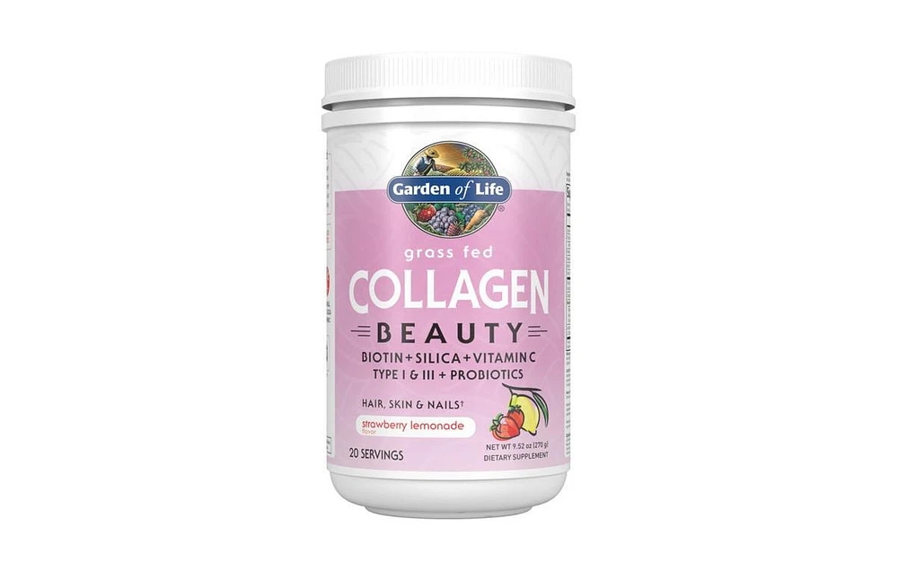 Garden of Life Grass Fed Collagen Beauty Powder, Strawberry Lemonade, 9.52 Oz