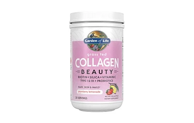 Garden of Life Grass Fed Collagen Beauty Powder, Strawberry Lemonade, 9.52 Oz