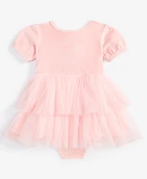 First Impressions Baby Girls Velour Tulle Bodysuit Dress, Created for Macy's