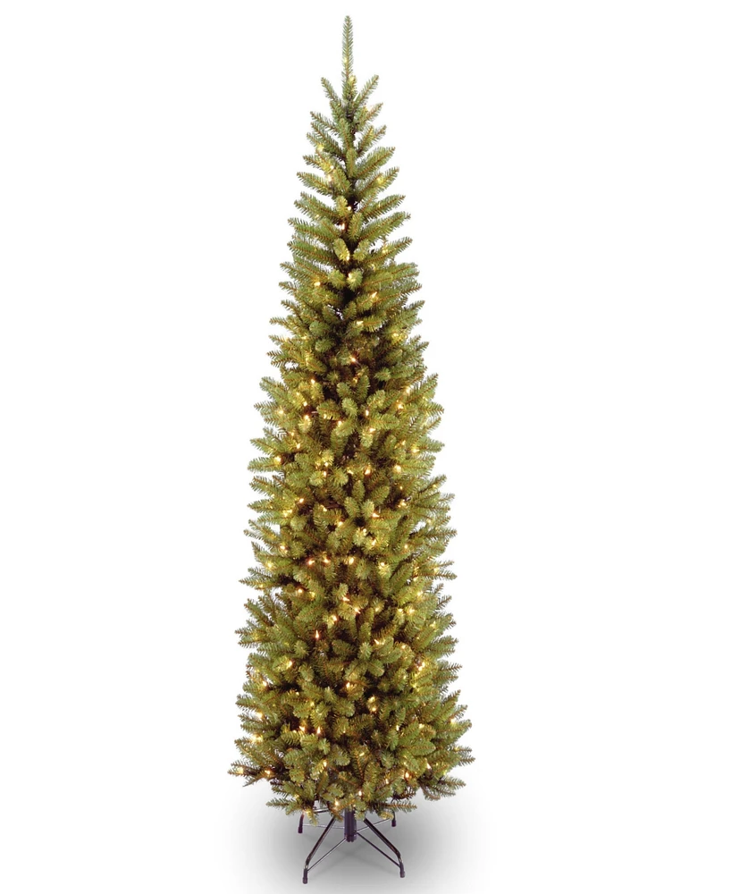 National Tree Company 6 ft. Artificial Pre-Lit Kingswood Fir Pencil Slim Christmas Tree with 200 Clear Lights, Includes Stand