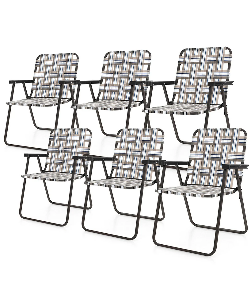 Slickblue 6 pcs Folding Beach Chair Camping Lawn Webbing