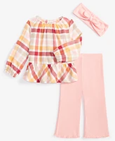 First Impressions Baby Girls Plaid Flannel Tunic & Flare-Leg Pants, 3 Piece Set, Created for Macy's