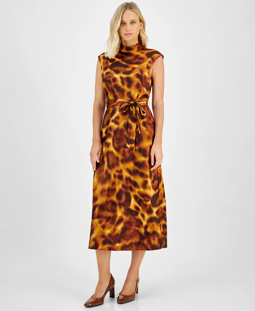 Tahari Asl Women's Printed Belted Midi Dress