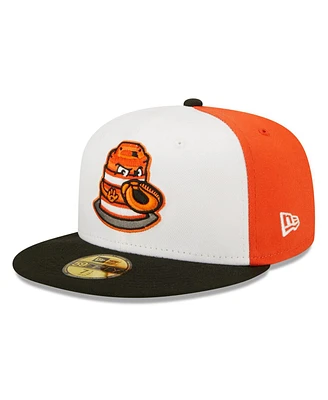 New Era Men's White/Black Peoria Chiefs Orange Barrels Theme Night 59FIFTY Fitted Hat