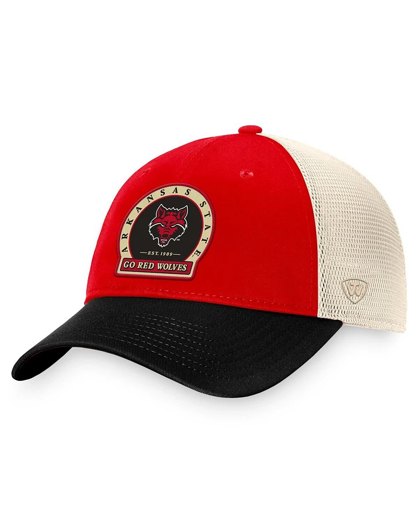 Top of the World Men's Scarlet Arkansas State Red Wolves Refined Trucker Adjustable Hat