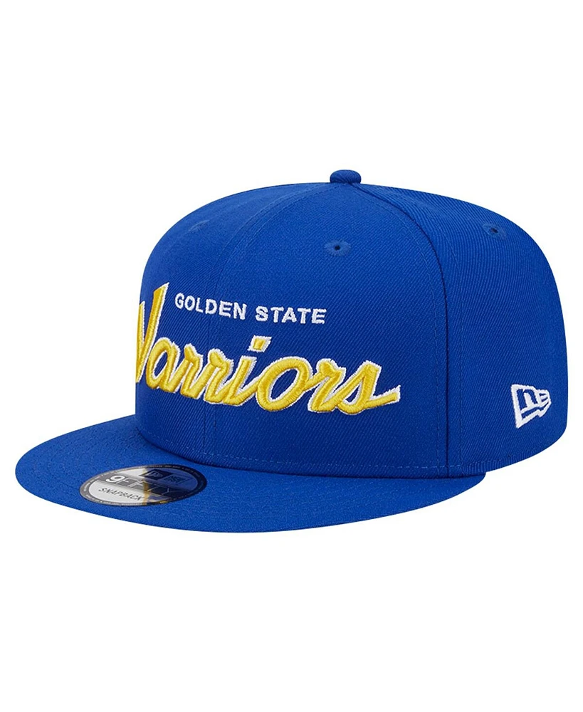 New Era Men's Royal Golden State Warriors Evergreen Script Side Patch 9FIFTY Snapback Hat