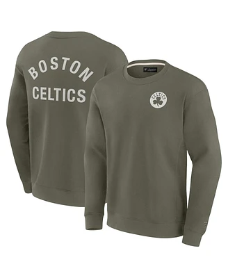 Fanatics Signature Men's and Women's Olive Boston Celtics Super Soft Pullover Crew Sweatshirt