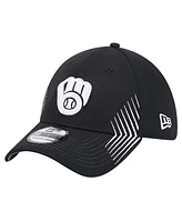 New Era Men's Black Milwaukee Brewers Active Dash Mark 39THIRTY Flex Hat