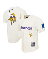 Pro Standard Men's Cream Minnesota Vikings Retro Classic Mesh Button-Up Shirt