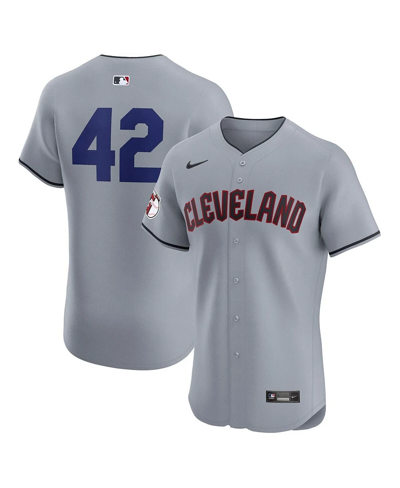 Nike Men's Gray Cleveland Guardians Road 2024 Jackie Robinson Day Elite Jersey