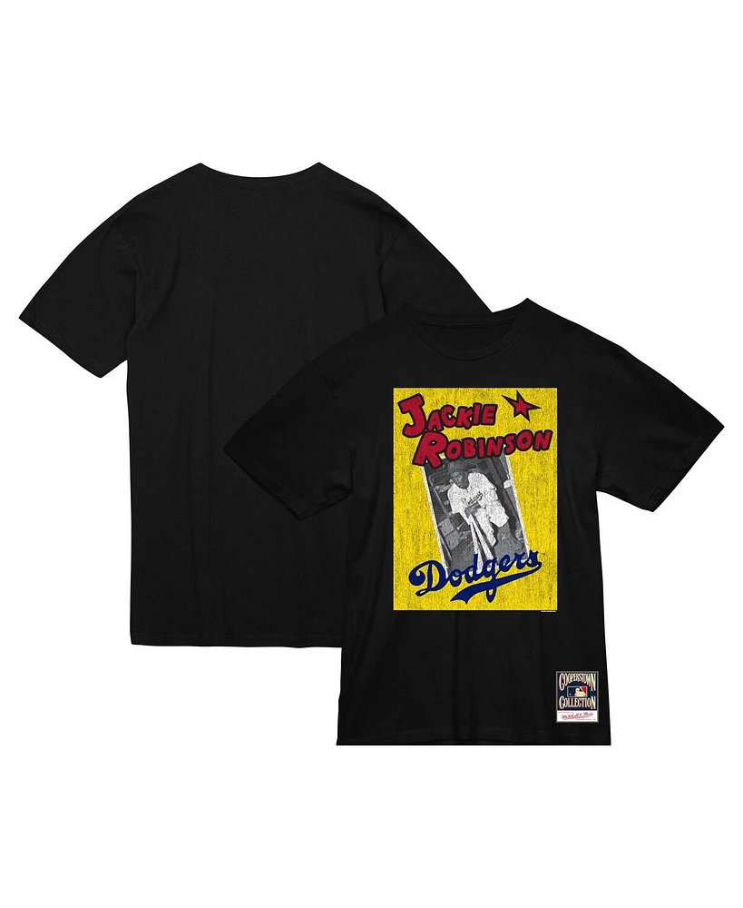 Mitchell & Ness Men's Jackie Robinson Black Brooklyn Dodgers vintage-like Cover T-Shirt