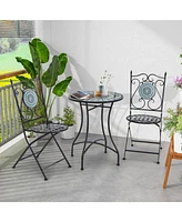 Slickblue 24 Inch Patio Bistro Table with Ceramic Tile Tabletop