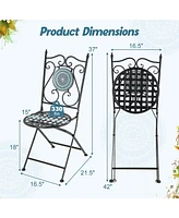 Slickblue Set of 2 Mosaic Chairs for Patio Metal Folding