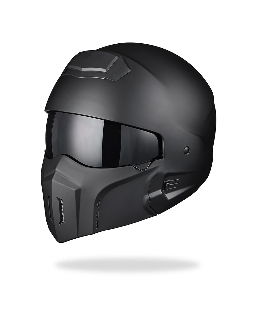 Ahr Motorcycle Helmet Open Face w/ Detachable Chin Guard Visor Dot Approved L