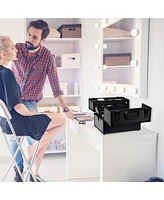 Byootique 14"x8"x10" Lockable Abs Aluminum Cosmetic Makeup Case Box Train Black