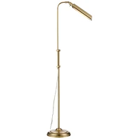 Culver Traditional Farmhouse Pharmacy Floor Lamp Standing Led Adjustable Height Plated 57" Tall Aged Brass Metal Shade Pole Light for Living Room