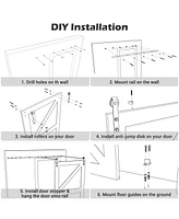 Aquaterior 6.6 Ft Sliding Barn Door Hardware Kit Closet Hang Style Track Rail