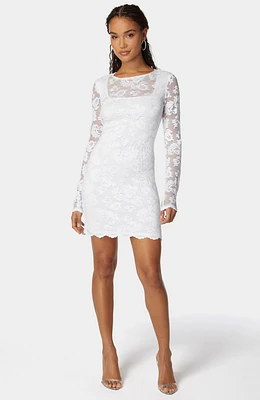 bebe Women's Marseille Lace Long Sleeve Dress