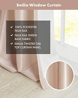 Madison Park Emilia Twist Tab Lined Window Curtain Panel, Single Curtain with Privacy Lining for Bedroom and Living Room