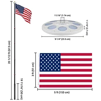 Yescom Ez Go 20 Ft Telescopic Aluminum Flag Pole Kit with 136 Led Solar Light Us Flag Garden