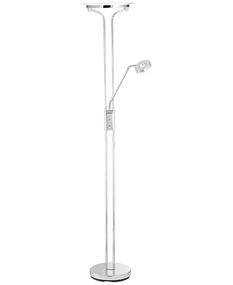 360 Lighting Perseus Modern Torchiere Floor Lamp with Reading Light Led 71.75" Tall Chrome Adjustable Gooseneck Dimmer Switch Decor for Living Room Re