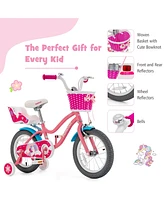 Costway 18 Inches Kids Bicycle w/Training Wheels & Basket for Boys Girls Age 5-9 Years