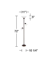 360 Lighting Riley Rustic Farmhouse Torchiere Floor Lamp Standing 72" Tall Painted Bronze Brown Metal 3