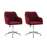 vidaXL Swivel Dining Chairs 2 pcs Wine Red Fabric