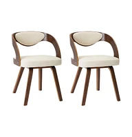 vidaXL Dining Chairs 2 pcs Cream Bent Wood and Faux Leather