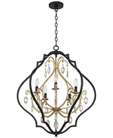 Barnes and Ivy Clara Black Soft Gold Iron Pendant Chandelier 26 1/2" Wide French Amber Crystal 5