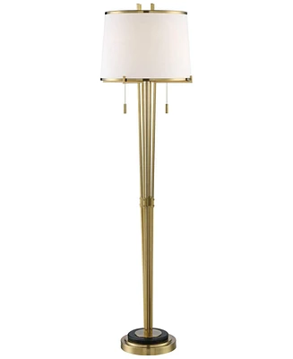 Possini Euro Design Palisade Modern Glam Luxury Style Floor Lamp Standing 64" Tall Satin Brass Metal Off