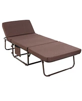 Homcom Folding Bed with Mattress & Wheels, Adjustable Backrest