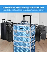 Byootique Sky Blue Rolling Makeup Case 4in1 Cosmetic Trolley Organizer Lockable