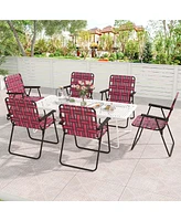 Costway 2PCS Folding Beach Chair Camping Lawn Webbing