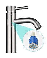 Yescom 12" Modern Bathroom Lavatory Vessel Sink Faucet Single Handle Brushed Nickel