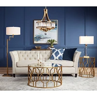 Valerie Modern Glam Luxury Table Lamp 28" Tall Gold Clear Crystal Glass White Fabric Rectangular Shade for Living Room Bedroom House Bedside Nigh