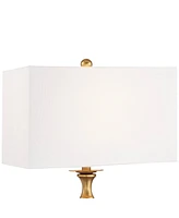 Vienna Full Spectrum Valerie Modern Glam Luxury Table Lamp 28" Tall Gold Clear Crystal Glass White Fabric Rectangular Shade for Living Room Bedroom Ho