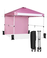 Slickblue 10 x 10 Feet Foldable Commercial Pop-up Canopy with Roller Bag and Banner Strip