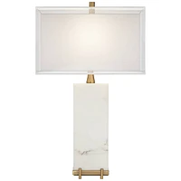 Possini Euro Design Jules Modern Table Lamp 30 1/2" Tall White Faux Marble Sheer Outer Fabric Inner Rectangular Shade for Living Room Bedroom House Be