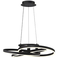 Possini Euro Design McKenna Sanded Black Pendant Lighting 26 1/2" Wide Modern Ribbon Rings Dimmable Led Fixture for Dining Room House Foyer Kitchen Is