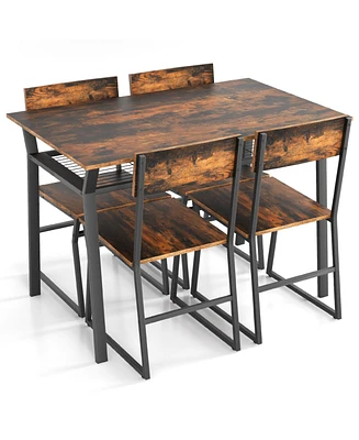 Slickblue 5 Piece Dining Table Set with Storage Rack and Metal Frame