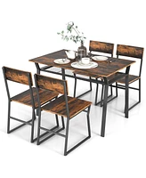 Slickblue 5 Piece Dining Table Set with Storage Rack and Metal Frame