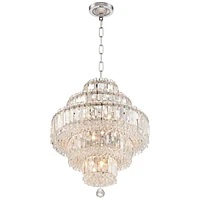 Vienna Full Spectrum Magnificence Chrome Small Chandelier Lighting 18 1/2" Wide Modern Dimmable Led Crystal 18-Light Fixture for Dining Room House Foy