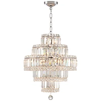 Vienna Full Spectrum Magnificence Chrome Small Chandelier Lighting 18 1/2" Wide Modern Dimmable Led Crystal 18-Light Fixture for Dining Room House Foy