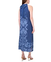 Msk Women's Tie-Back Halter Mock Neck Maxi Dress