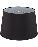 Black Faux Silk Large Tapered Drum Lamp Shade 14" Top x 17" Bottom x 11" Slant x 11" High (Spider) Replacement with Harp and Finial - Spring crest