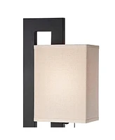 360 Lighting Modern Accent Table Lamp 20.5" High Rich Espresso Bronze Brown Open Rectangular Metal Base Oatmeal Floating Box Shade for Living Room Bed