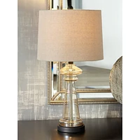 360 Lighting Dalia 27" Tall Traditional Table Lamp Champagne Glass Single Fabric Shade Living Room Bedroom Bedside Nightstand House Office Home Readin