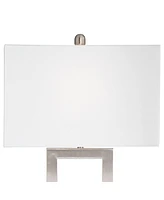 360 Lighting Todd Modern Table Lamp with Hotel Style Usb and Ac Power Outlet in Base 30" Tall Brushed Nickel Rectangle White Shade for Living Room Bed