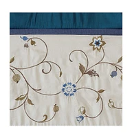 Madison Park Embroidered floral embroidery Window Valance for Bedroom and kitchen, Lining and 3" rod pocket fits up to 1.25" diameter rod valances for